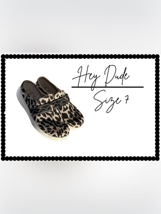 Hey Dude Shoes - “Hey Dude” Black Cheetah-Leopard Print Slip-On “Nora Mule”Women's Shoes